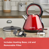 1.7L Stainless Steel Electric Cordless Kettle, Red