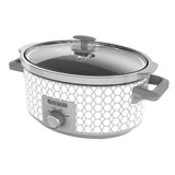 7 Quart Dial Control Slow Cooker, White/Gray Pattern