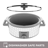 7 Quart Dial Control Slow Cooker, White/Gray Pattern