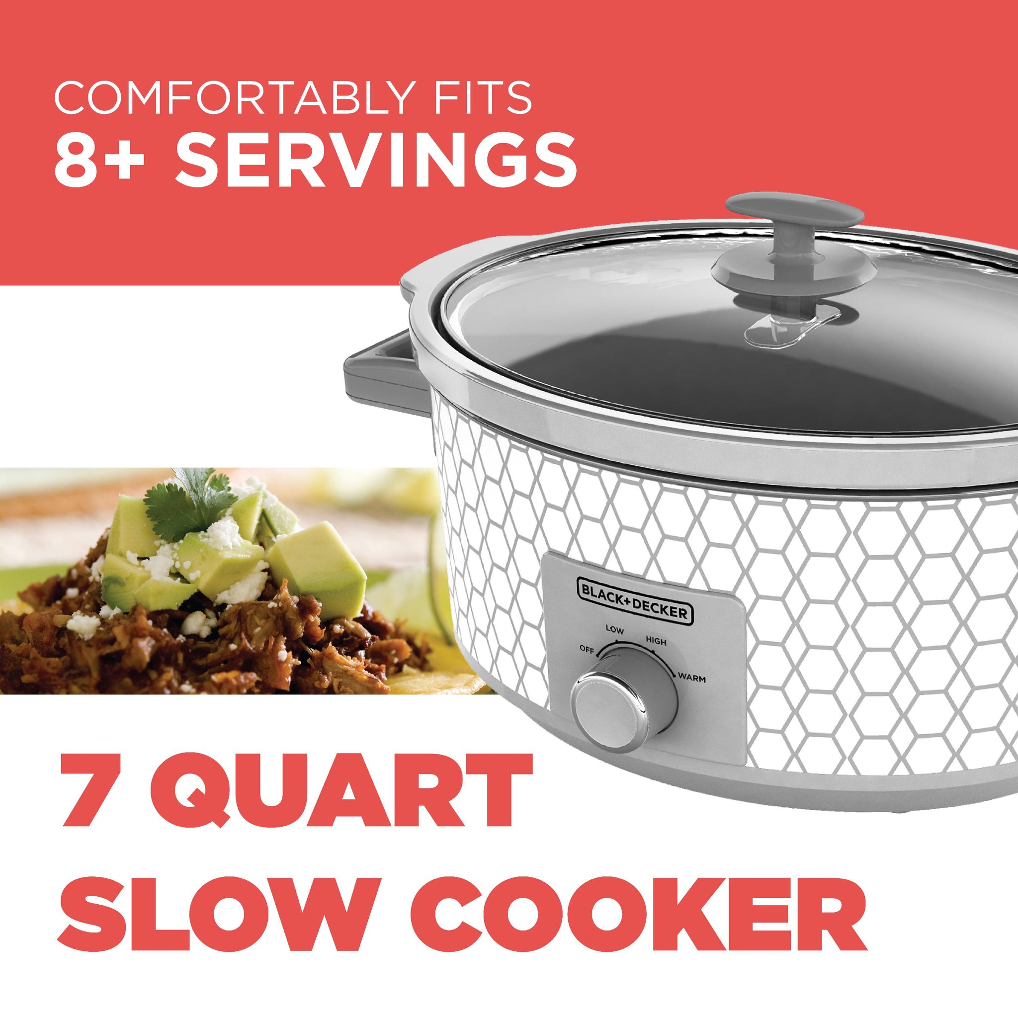 7 Quart Slow Cooker, White