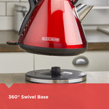 1.7L Stainless Steel Electric Cordless Kettle, Red