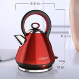 1.7L Stainless Steel Electric Cordless Kettle, Red