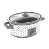 7 Quart Dial Control Slow Cooker, White/Gray Pattern